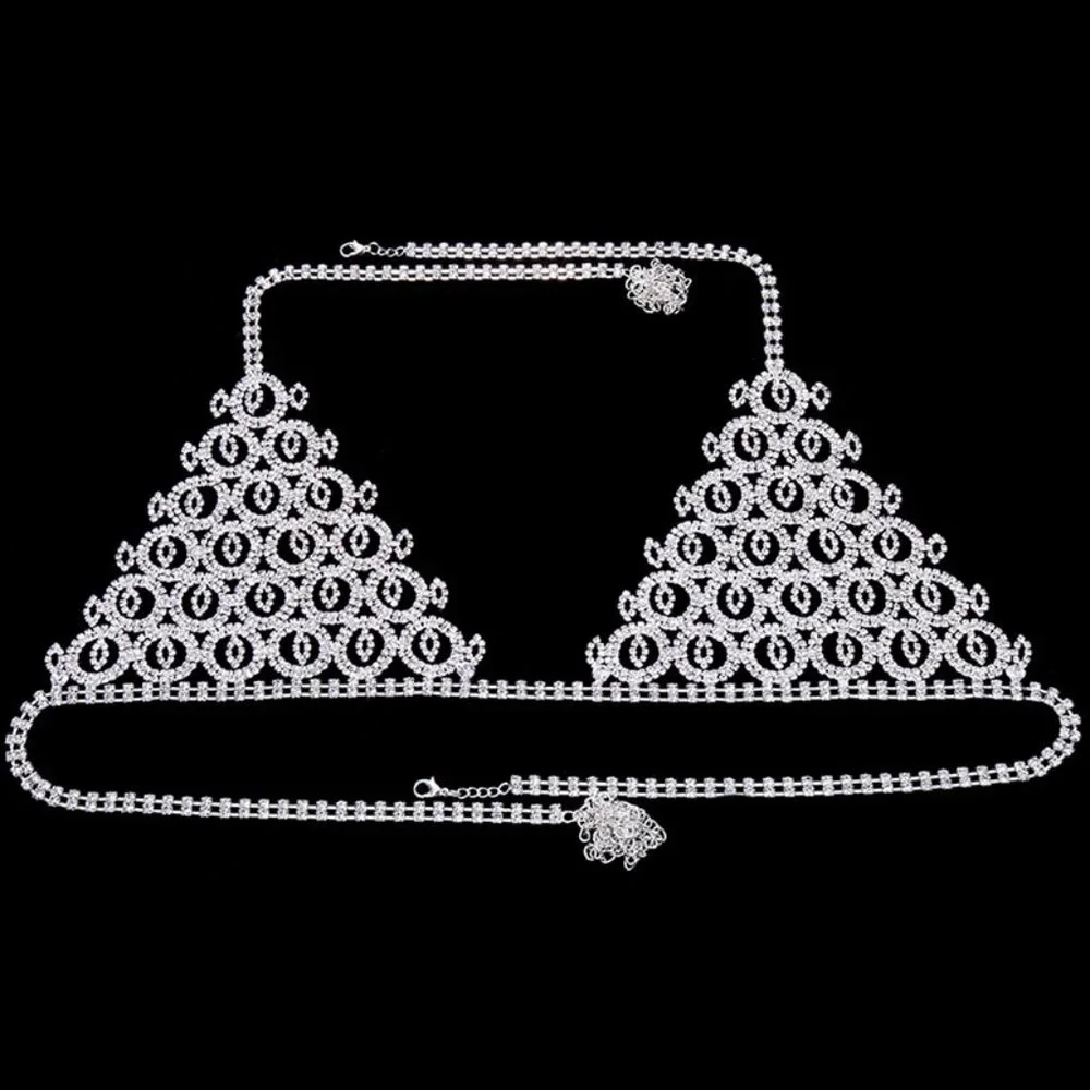 Evil Eye Underwear Set Women Crystal Panties Waist Chain Bra Thong Body Jewelry - Picture 8 of 10